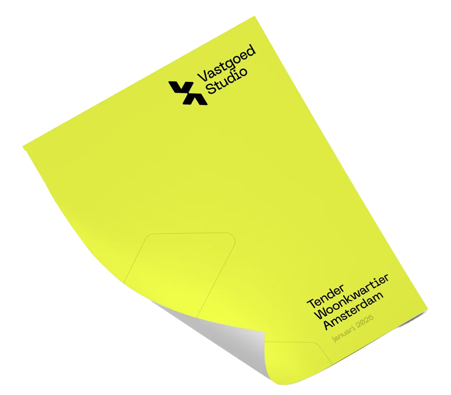 Vormgegeven planboek voor nieuwbouwproject in vastgoedcommunicatie